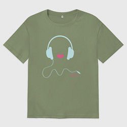 Мужская футболка оверсайз Music lips