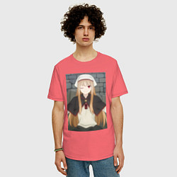 Футболка оверсайз мужская Волчица и пряности Холо в платке, цвет: коралловый — фото 2