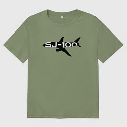 Мужская футболка оверсайз Черный облик Superjet-100 с названием