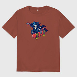 Футболка оверсайз мужская Смерть скейтер, цвет: кирпичный