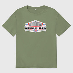 Мужская футболка оверсайз Бостон - добро пожаловать