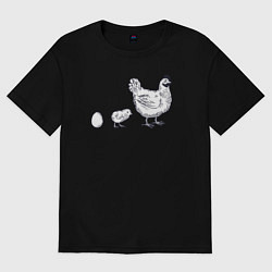 Мужская футболка оверсайз Куриное семейство