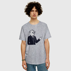 Футболка оверсайз мужская Человек скворечник, цвет: меланж — фото 2