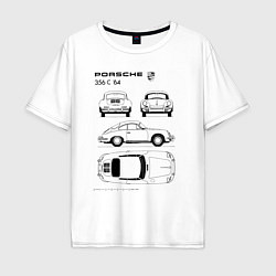 Мужская футболка оверсайз Машина Porsche