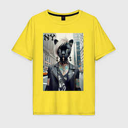 Футболка оверсайз мужская Молодая пантера - модница из Нью-Йорка, цвет: желтый