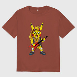 Мужская футболка оверсайз Пикачу рок музыкант