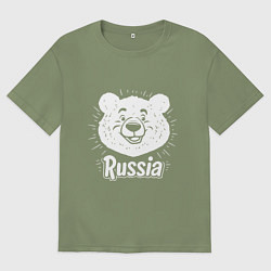 Мужская футболка оверсайз Россия и медведь