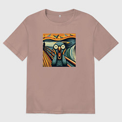 Мужская футболка оверсайз Голубь пародия на крик Мунка