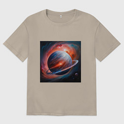 Мужская футболка оверсайз Огненная планета