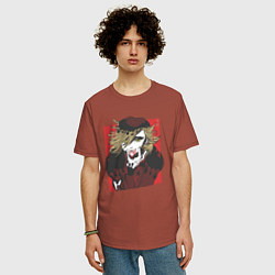 Футболка оверсайз мужская Клинок рассекающий демонов 2 Высшая Луна Доума, цвет: кирпичный — фото 2