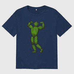 Футболка оверсайз мужская Кактус спортсмен, цвет: тёмно-синий