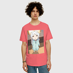 Футболка оверсайз мужская Фрирен ребенок, цвет: коралловый — фото 2