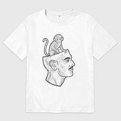 Мужская футболка оверсайз Мартышка в голове