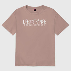 Футболка оверсайз мужская Life is strange double exposure logotypе, цвет: пыльно-розовый