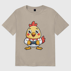 Мужская футболка оверсайз Цыпленок геймер