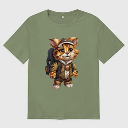 Мужская футболка оверсайз Тигрёнок-турист