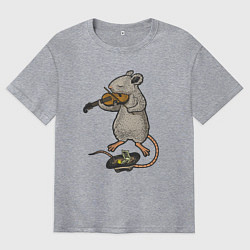 Мужская футболка оверсайз Мышонок скрипач