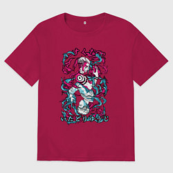 Мужская футболка оверсайз Магическая битва Итадори х Сукуна неон