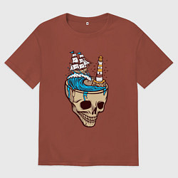 Мужская футболка оверсайз Кораблик в черепе