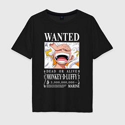 Футболка оверсайз мужская Monkey D Luffy - wanted, цвет: черный