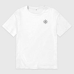 Футболка оверсайз мужская Крест НИКА на узорном флаге, цвет: белый