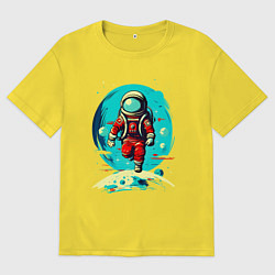 Мужская футболка оверсайз Космонавт на фоне луны