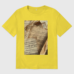 Мужская футболка оверсайз Листы с нотами