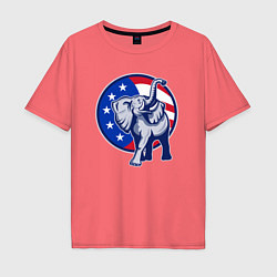 Футболка оверсайз мужская USA elephant, цвет: коралловый