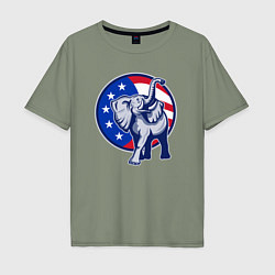 Футболка оверсайз мужская USA elephant, цвет: авокадо