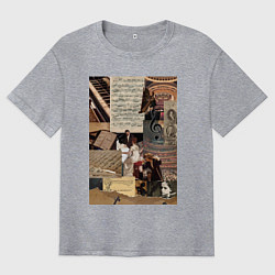 Мужская футболка оверсайз Музыка коллаж ноты