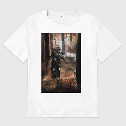 Футболка оверсайз мужская Пожарный тушит лес, цвет: белый