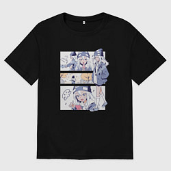 Футболка оверсайз мужская Ноно-тан Медуза не умеет плавать в ночи, цвет: черный