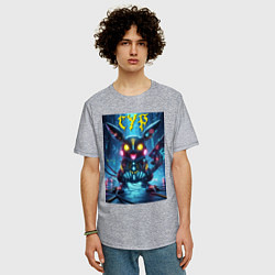 Футболка оверсайз мужская Cyber horror - Pikachu, цвет: меланж — фото 2