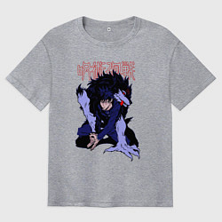 Мужская футболка оверсайз Магическая битва Мегуми гончая