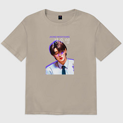 Футболка оверсайз мужская Jeong Wooyoung Ateez, цвет: миндальный