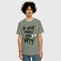 Футболка оверсайз мужская Do what makes you happy, цвет: авокадо — фото 2