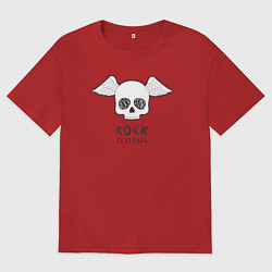 Мужская футболка оверсайз Рок фестиваль и череп