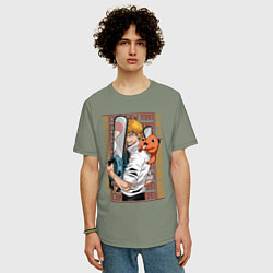 Футболка оверсайз мужская Человек-бензопила Макима Денджи Почита, цвет: авокадо — фото 2