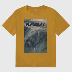 Футболка оверсайз мужская Vladislav горы, цвет: горчичный