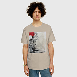 Футболка оверсайз мужская Abstract Red, цвет: миндальный — фото 2