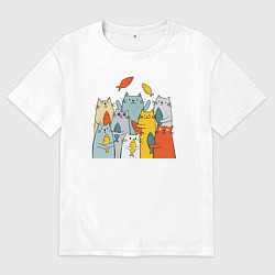 Мужская футболка оверсайз Коты и рыбы