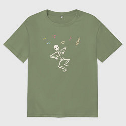 Футболка оверсайз мужская Скелет танцует, цвет: авокадо