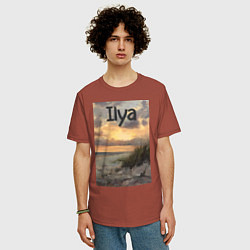 Футболка оверсайз мужская Ilya закат, цвет: кирпичный — фото 2