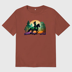 Мужская футболка оверсайз Девушка на лошади