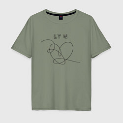 Футболка оверсайз мужская BTS Love, цвет: авокадо