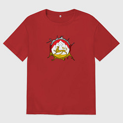 Мужская футболка оверсайз Герб Осетии на порванной ткани