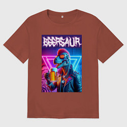 Мужская футболка оверсайз Cyber beersaur - neon glow