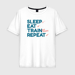 Мужская футболка оверсайз Eat sleep train repeat - blue and red