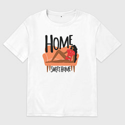 Мужская футболка оверсайз Девушка дома