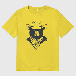 Футболка оверсайз мужская Медведь ковбой, цвет: желтый